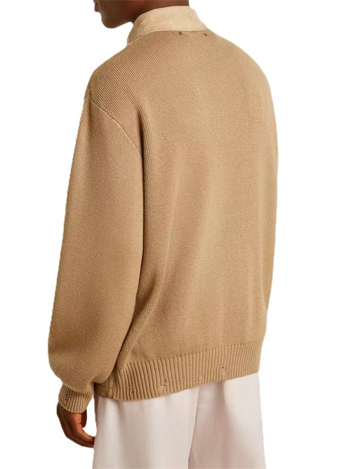 Giacca Golden Goose  in pelle nabuk di color travertino con maniche e retro in misto lana Golden Goose | GMP02136P0018495555055550 TRAVERTINE